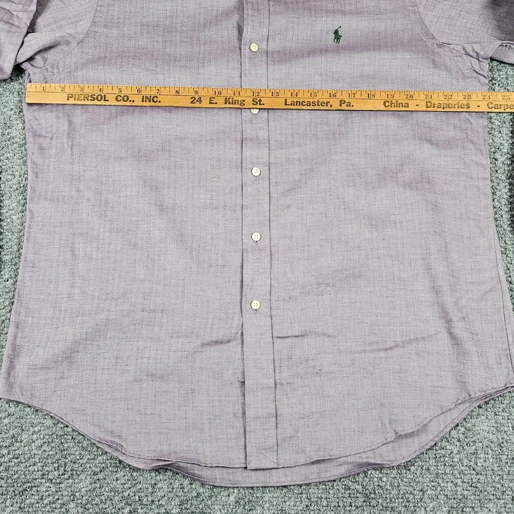 Polo Ralph‎ Lauren Mens Button Down Shirt Purple Herringbone Classic Fit Size L